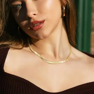 14K Gold Necklace for Women Non Tarnish 4mm Snake Chain for Women Herringbone Gold Necklace for Mens Necklaces Chain 16" - 26 "