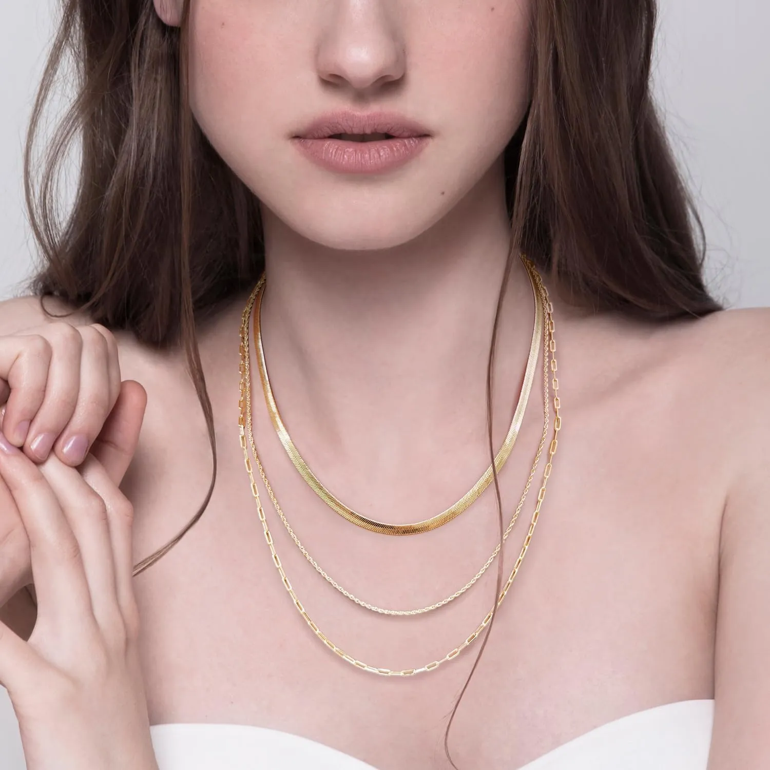 14K Gold Necklace for Women Non Tarnish 4mm Snake Chain for Women Herringbone Gold Necklace for Mens Necklaces Chain 16" - 26 "
