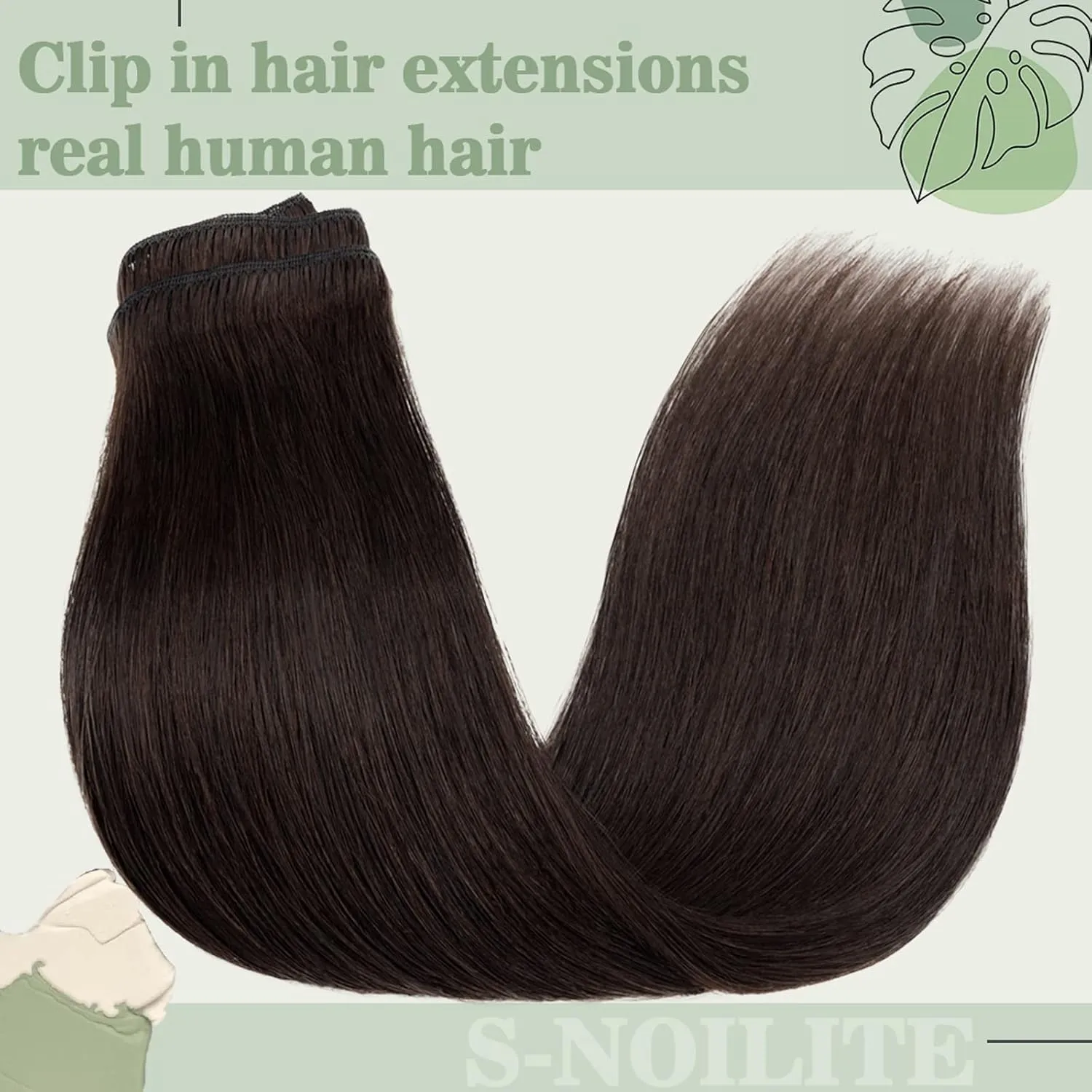 16 inch 90g Clip in Remy Human Hair Extensions Full Head 8 Pieces Set Long length Straight Very Soft Style Real Silky for Beauty #2 Dark Brown