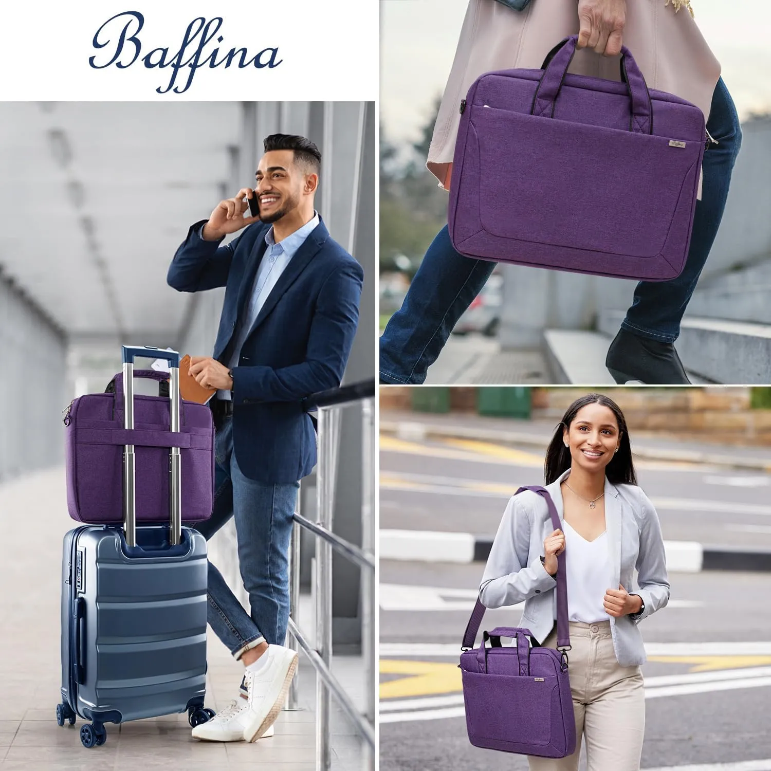 17 17.3 Inch Laptop Shoulder Bag for Men Women,Waterproof Computer Carrying Case Messenger Bag with Strap for 17-18" HP Dell,Laptop Briefcase for Office business Travel College School,Purple