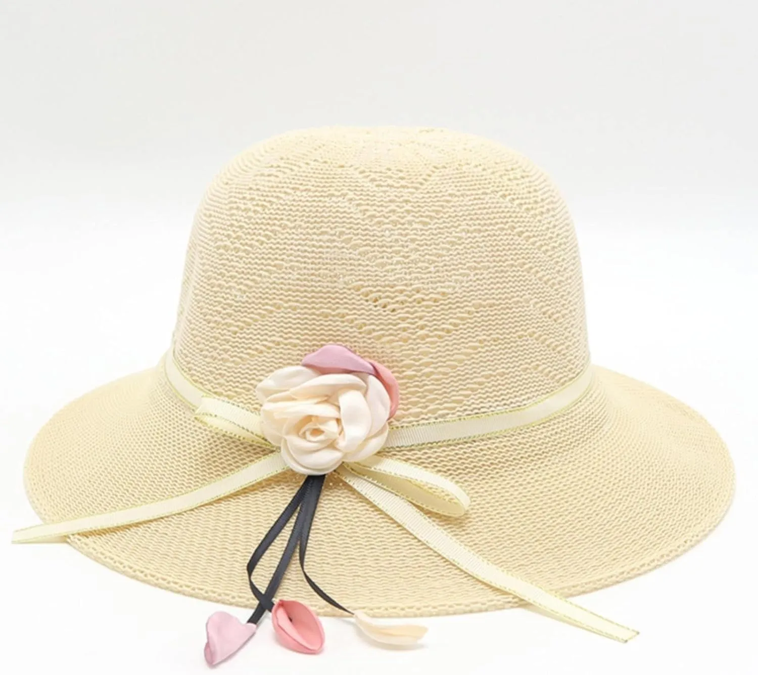 1920s French Bonnet Cap Bucket Fedora Round Bowler Sun Hat Foldable Vintage Women Floral DreStraw Cloche Hat