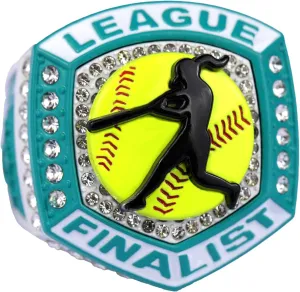 2 pcs 10 pcs Pack Date 2025" on Sides League Softball Home Plate White Teal Series Championship Trophy Ring Size 9.5