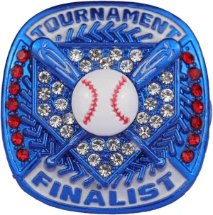 2 pcs, 12 pcs Pack Baseball Tournament Blue Championship Ring Trophy on Side Size 9