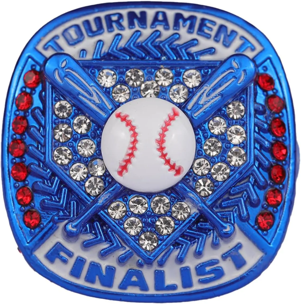 2 pcs, 12 pcs Pack Baseball Tournament Blue Championship Ring Trophy on Side Size 9