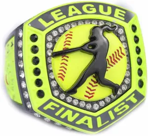 2 pcs 12 pcs Pack,2025 League Softball Home Plate Grey yellos Pink & Light Blue Series Championship Trophy Ring Size 9.5