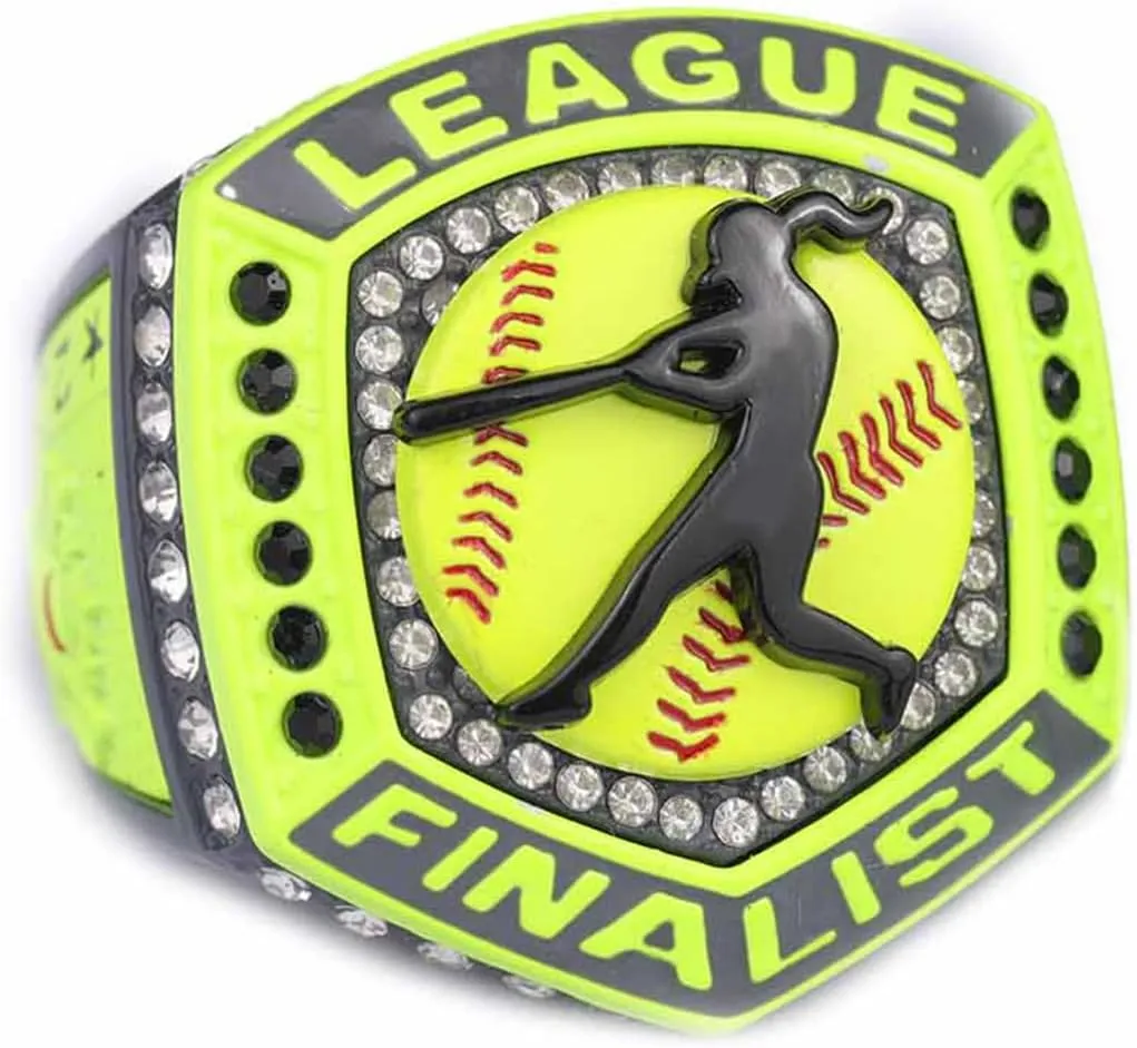 2 pcs 12 pcs Pack,2025 League Softball Home Plate Grey yellos Pink & Light Blue Series Championship Trophy Ring Size 9.5
