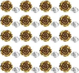 20 Pcs Enamel Rose Flowe Brooches Pins for Women Colorful Floral Brooch Flower Lapel Pin Badge Crafts Breastpin Jewelry Gift for Women Men Clothing Bags Backpacks Jackets Hat