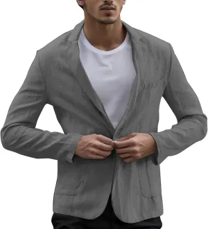 2023 Mens Linen Suit Jacket Slim Stylish Blazer Dinner Party Prom Wedding Tuxedo Jacket Plus Size One Button Business Coat