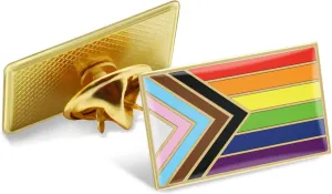 2/12/50/100Pcs New Progress Pride Lapel Pins Bulk- LGBT Transgender Rainbow Lesbian Bisexual Gay Progressive Pin Brooch Badge for Men Women Clothes Bags Hats