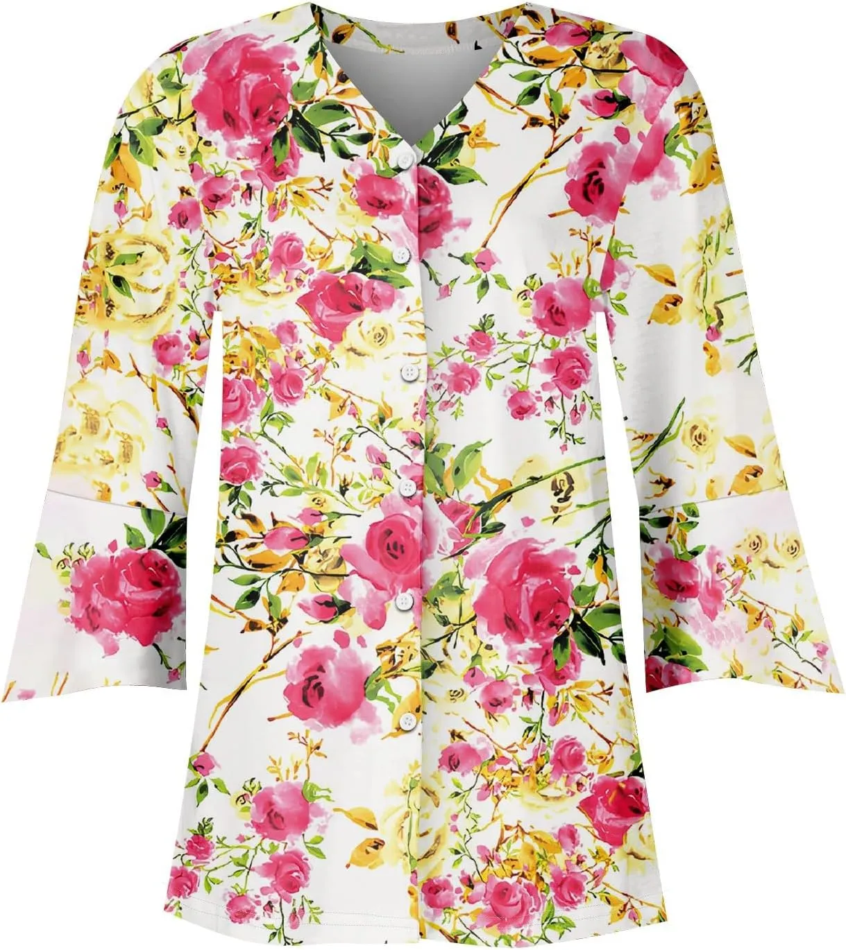 3/4 Sleeve Cardigans for Women Lightweight Extra Soft Open Front Casual Vintage Floral Print Various Style Cardigan
