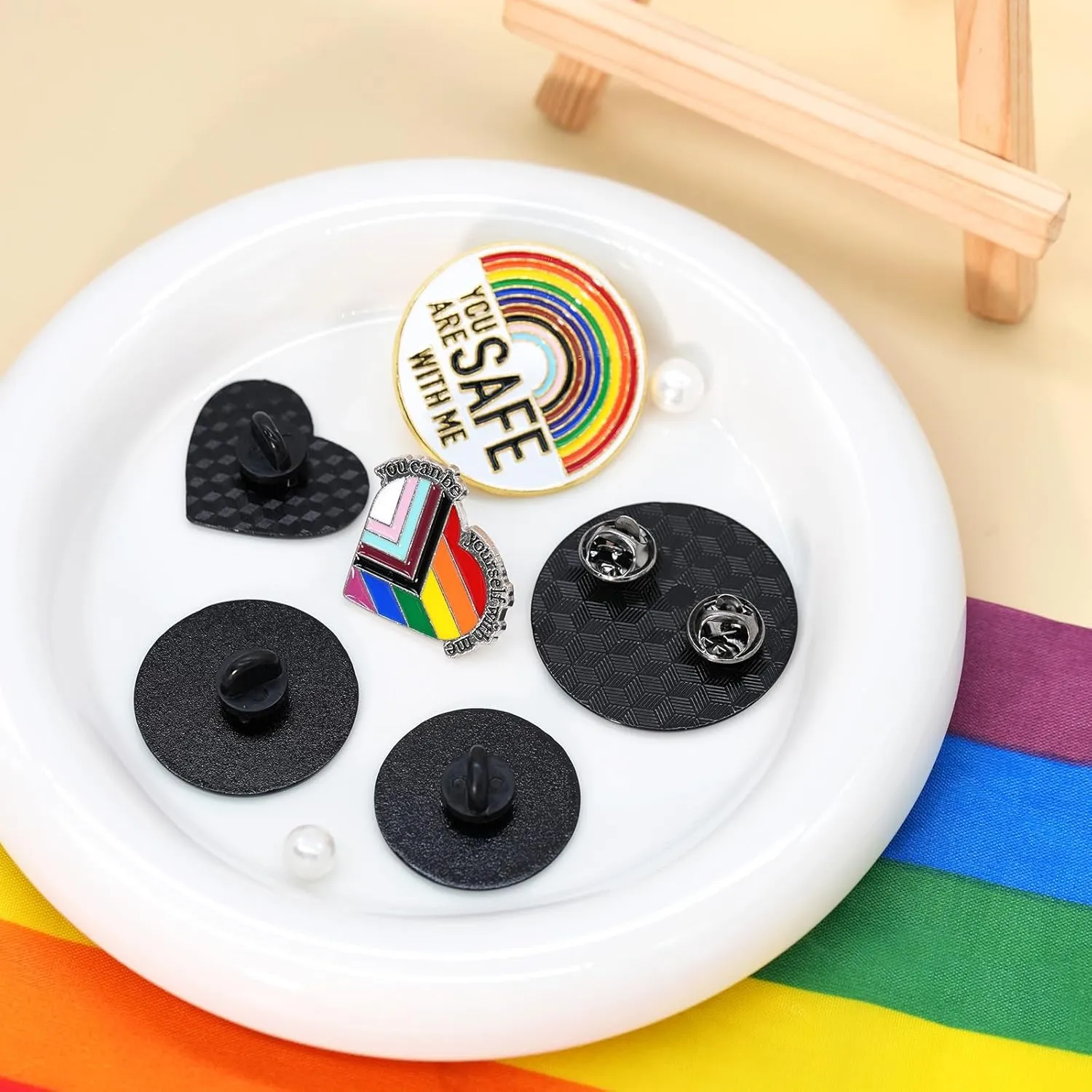 3/6PCS LGBTQ  Pride Pins Set Progress Pride Ally Pin Badges Flag Button Rainbow Enamel Brooch You're Safe with Me Can Be Yourself Free Mom Hugs LGBT Gay Lesbian Trans Accessories