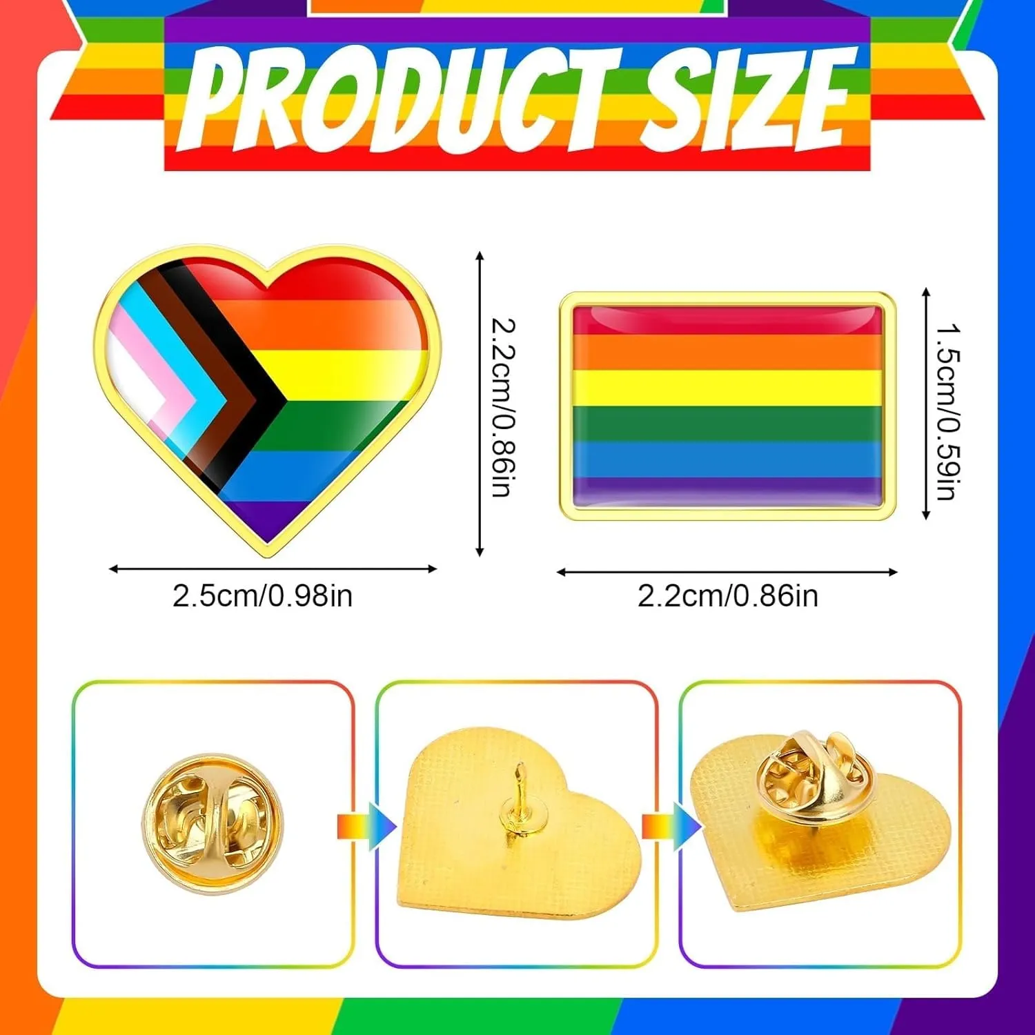 36Pcs Rainbow Enamel Pins Bulk Gay Pride Heart Flag Lapel Pins LGBT Badges Buttons Lesbian Gay Bisexual Transgender Brooch Pins for Pride Month Activities Accessories