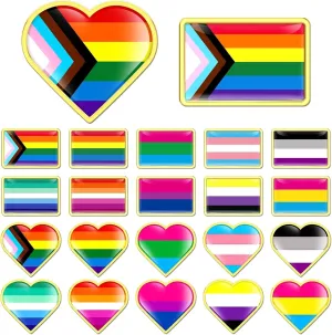 36Pcs Rainbow Enamel Pins Bulk Gay Pride Heart Flag Lapel Pins LGBT Badges Buttons Lesbian Gay Bisexual Transgender Brooch Pins for Pride Month Activities Accessories