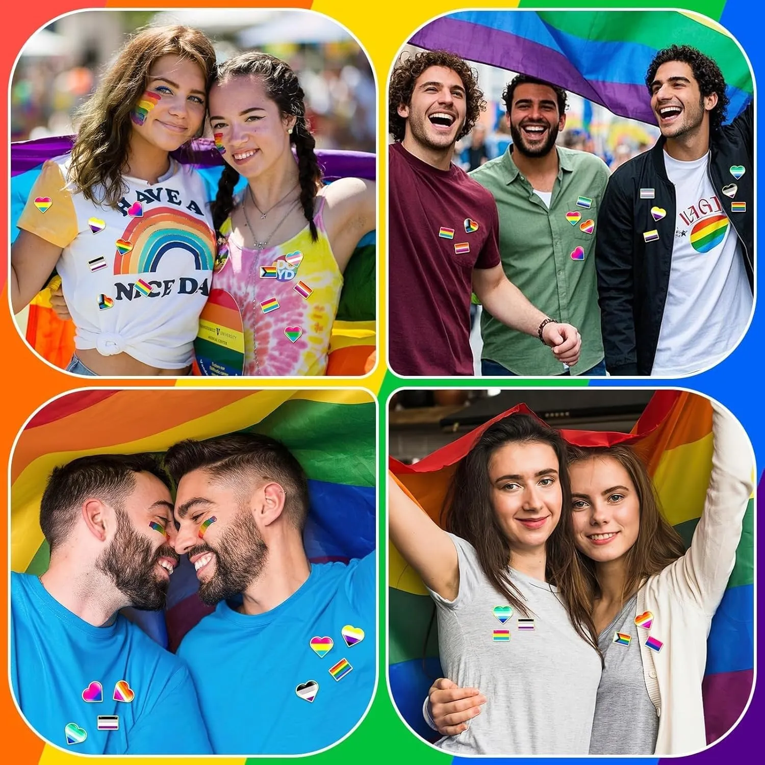 36Pcs Rainbow Enamel Pins Bulk Gay Pride Heart Flag Lapel Pins LGBT Badges Buttons Lesbian Gay Bisexual Transgender Brooch Pins for Pride Month Activities Accessories