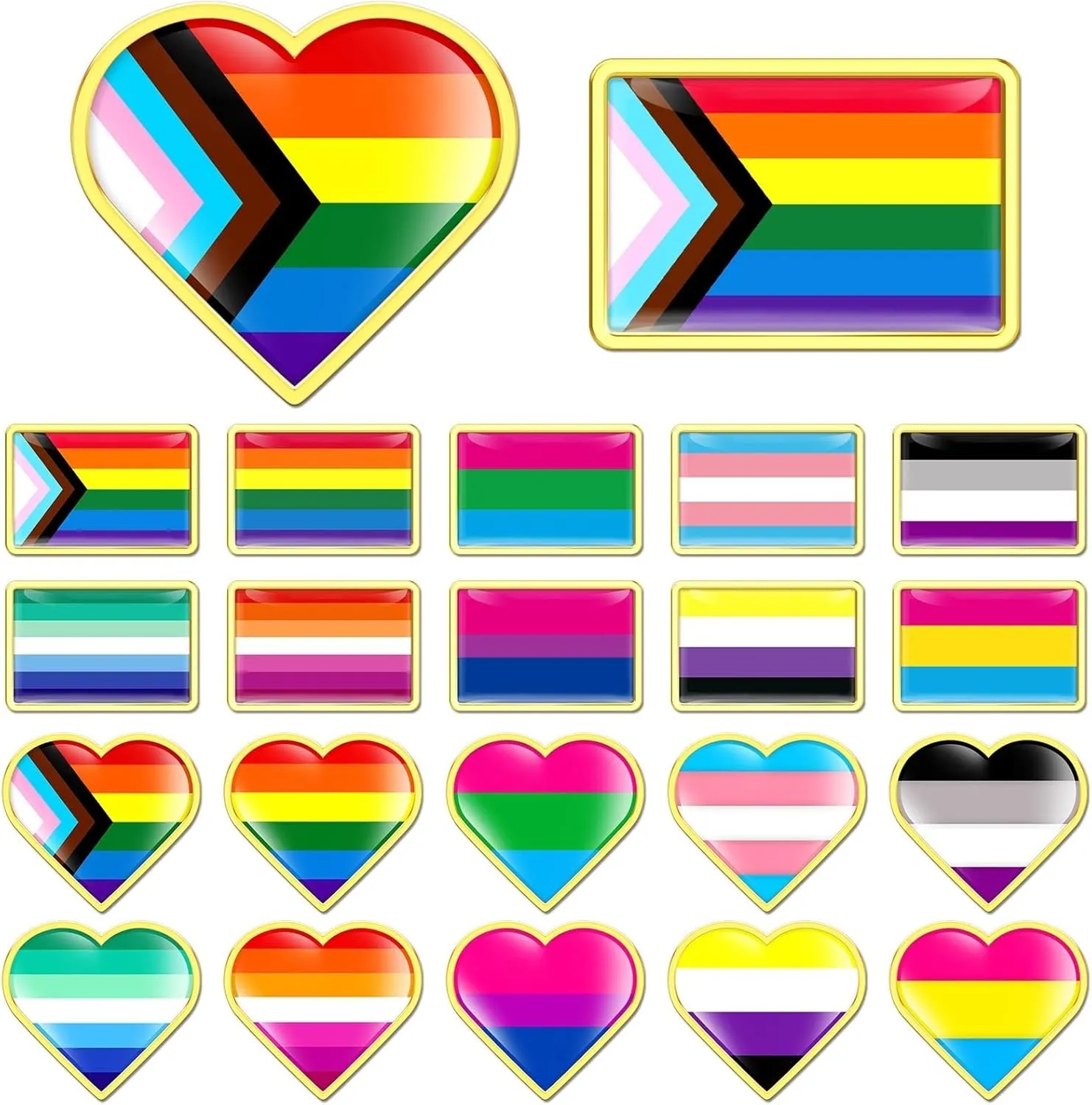 36Pcs Rainbow Enamel Pins Bulk Gay Pride Heart Flag Lapel Pins LGBT Badges Buttons Lesbian Gay Bisexual Transgender Brooch Pins for Pride Month Activities Accessories