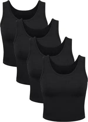 4 Pieces Women Basic Crop Tank Top Short Sleeveless Sports Crop Top