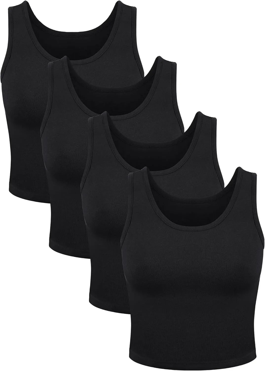 4 Pieces Women Basic Crop Tank Top Short Sleeveless Sports Crop Top