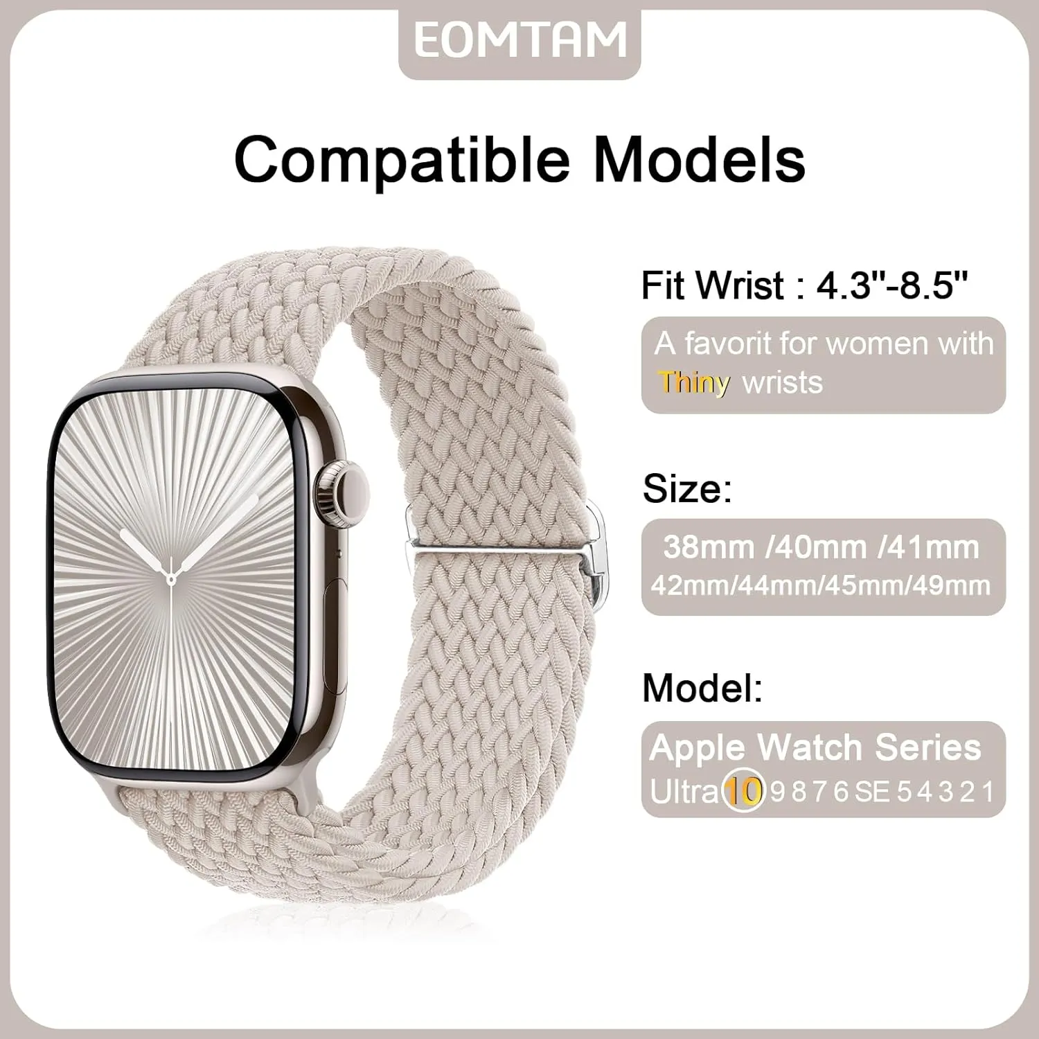 5 Pack Braided Stretchy Bands Compatible with Apple Watch Bands Women Men 38mm 40mm 41mm 42mm 44mm 45mm 46mm 49mm,Nylon Solo Loop Elastic Straps Cloth Wristbands for iWatch All Series 1-10 SE Ultra