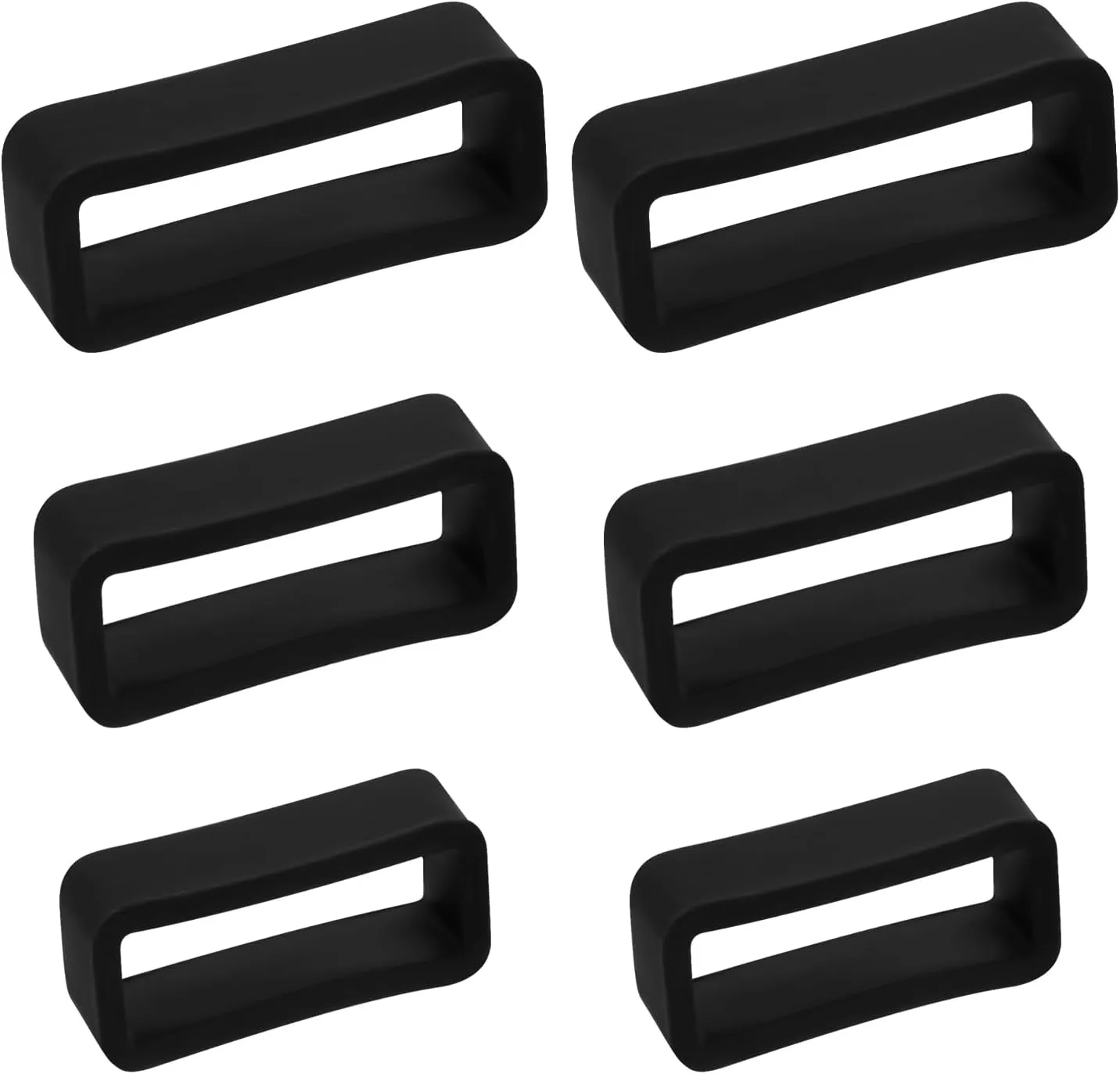 6pcs Watch Band Keepers, 14/16/18mm Silicone Watch Strap Retainer Holder Loop Replacement Parts Watchband Fastener for Smart Sport Watchers Clasp Ring Accessories (Black)