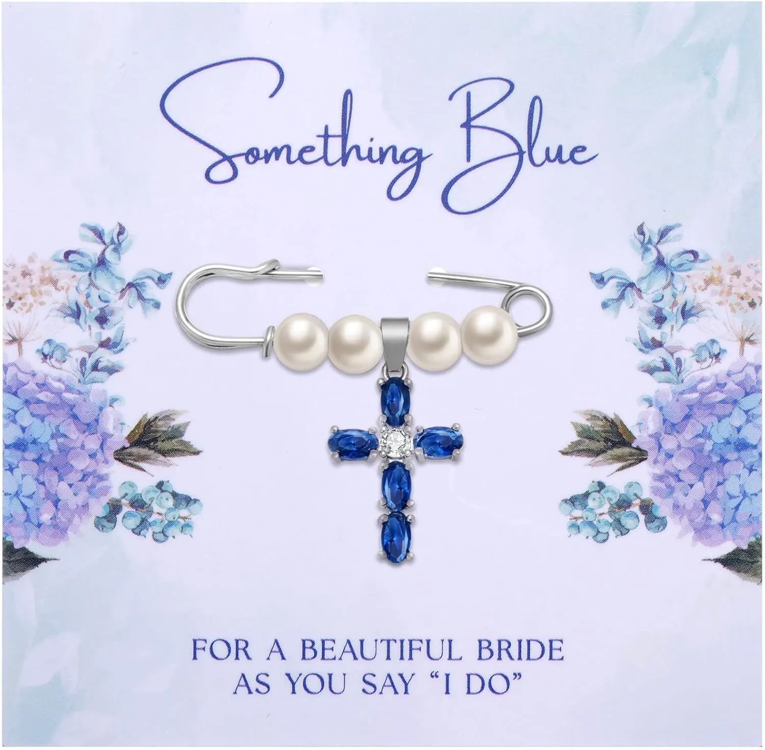 Aesnefe Something Blue Bridal Bouquet Charm, Wedding Keepsake Gift for Bride, Bridal Shower Gift from Mom Sister Friend, Pin Easily Attaches to Bridal Bouquet, Garter, or Dress