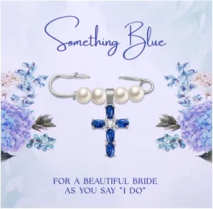 Aesnefe Something Blue Bridal Bouquet Charm, Wedding Keepsake Gift for Bride, Bridal Shower Gift from Mom Sister Friend, Pin Easily Attaches to Bridal Bouquet, Garter, or Dress