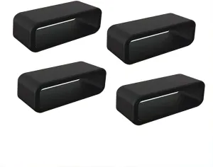 Aliotech 4pcs Rubber Leather Watch Band Strap Loops Black Silicone Replacement Resin Watch Bands Keeper Holder Retainer (Size: 20mm)