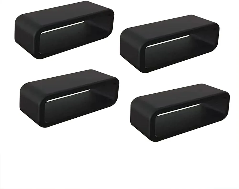 Aliotech 4pcs Rubber Leather Watch Band Strap Loops Black Silicone Replacement Resin Watch Bands Keeper Holder Retainer (Size: 20mm)