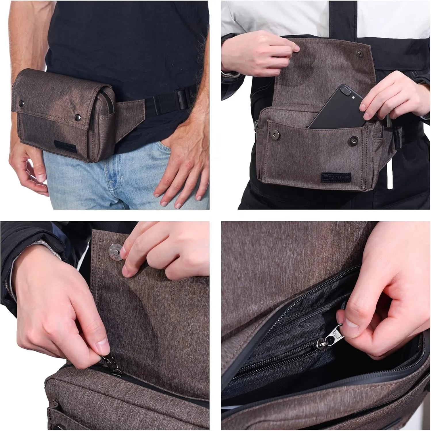Alpine Swiss Fanny Pack Waist Bag Adjustable Belt Strap Crossbody Sling Bum Bag Brown