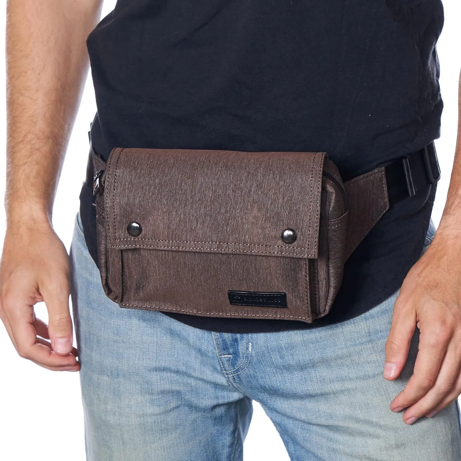 Alpine Swiss Fanny Pack Waist Bag Adjustable Belt Strap Crossbody Sling Bum Bag Brown