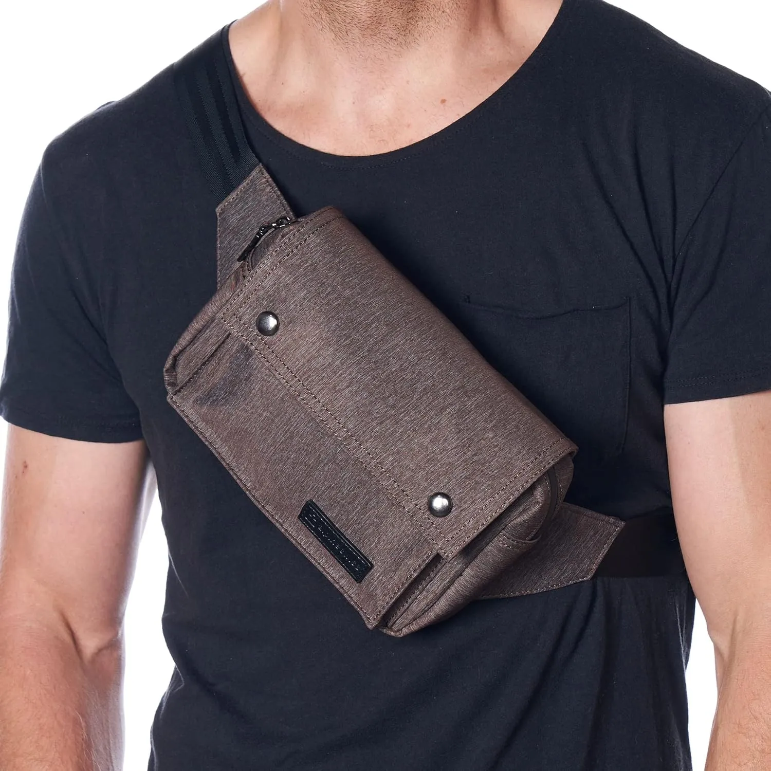 Alpine Swiss Fanny Pack Waist Bag Adjustable Belt Strap Crossbody Sling Bum Bag Brown