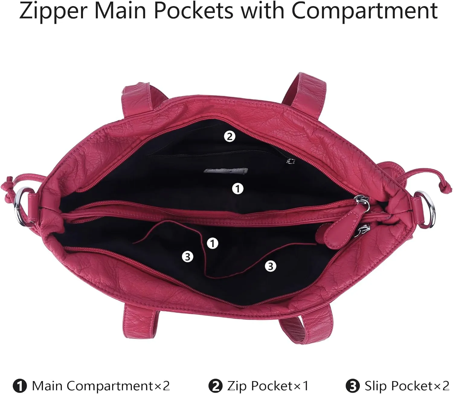Angel Kiss Handbags for Women Soft Vegan Leather Purses Multiple Pockets Shoulder Bags Ladies Roomy Zippers Tote Bag