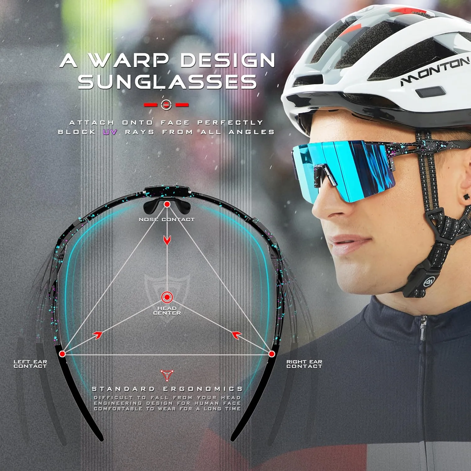 ATTCL Luxury Cycling Sunglasses for Men Women Sports Glasses,UV 400 Protection for Cycling, Skiing, Driving