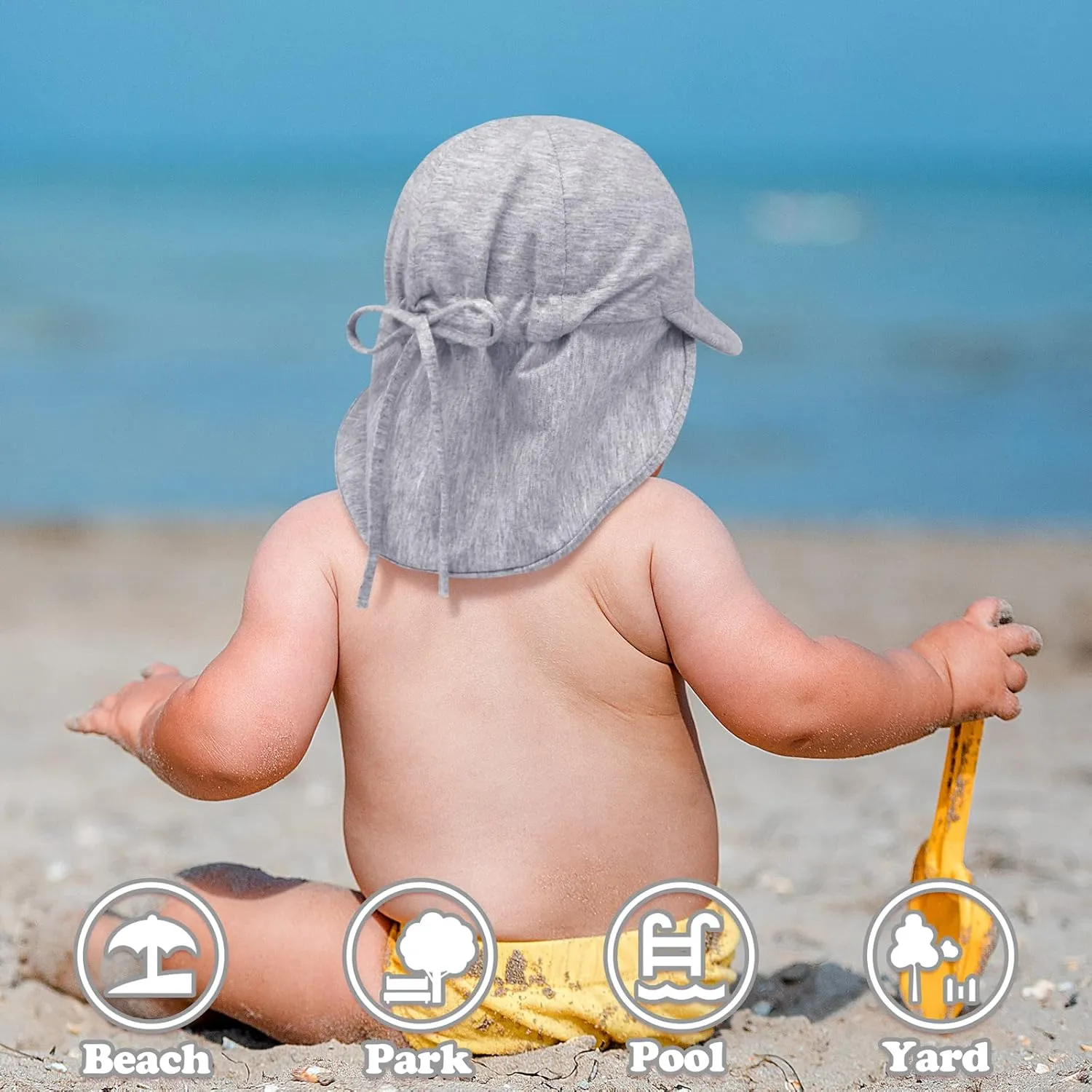 Baby Sun Hat Baby Hats with Neck Flap Infant Sun Hat UPF50  Cotton Toddler Beach Hat Newborn Sun Hat Baby Baseball Cap