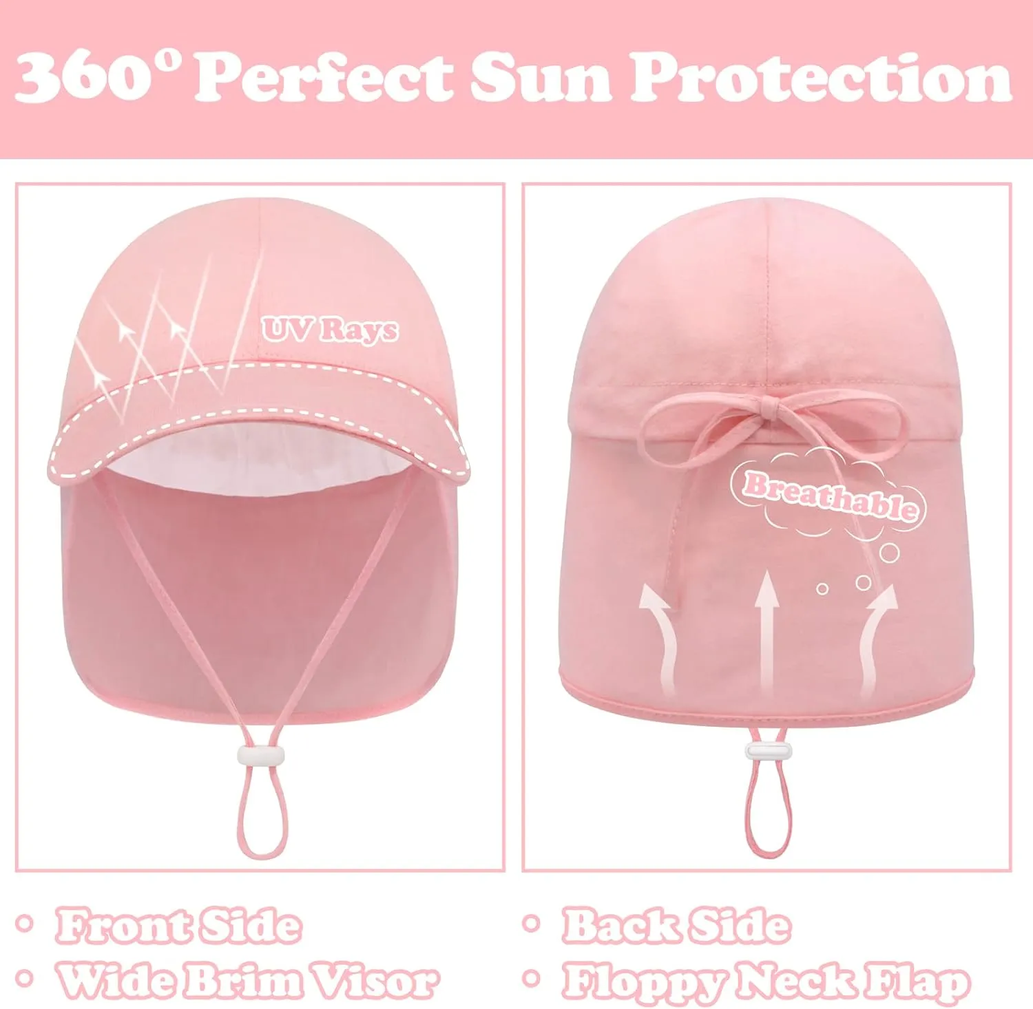 Baby Sun Hat Baby Hats with Neck Flap Infant Sun Hat UPF50  Cotton Toddler Beach Hat Newborn Sun Hat Baby Baseball Cap
