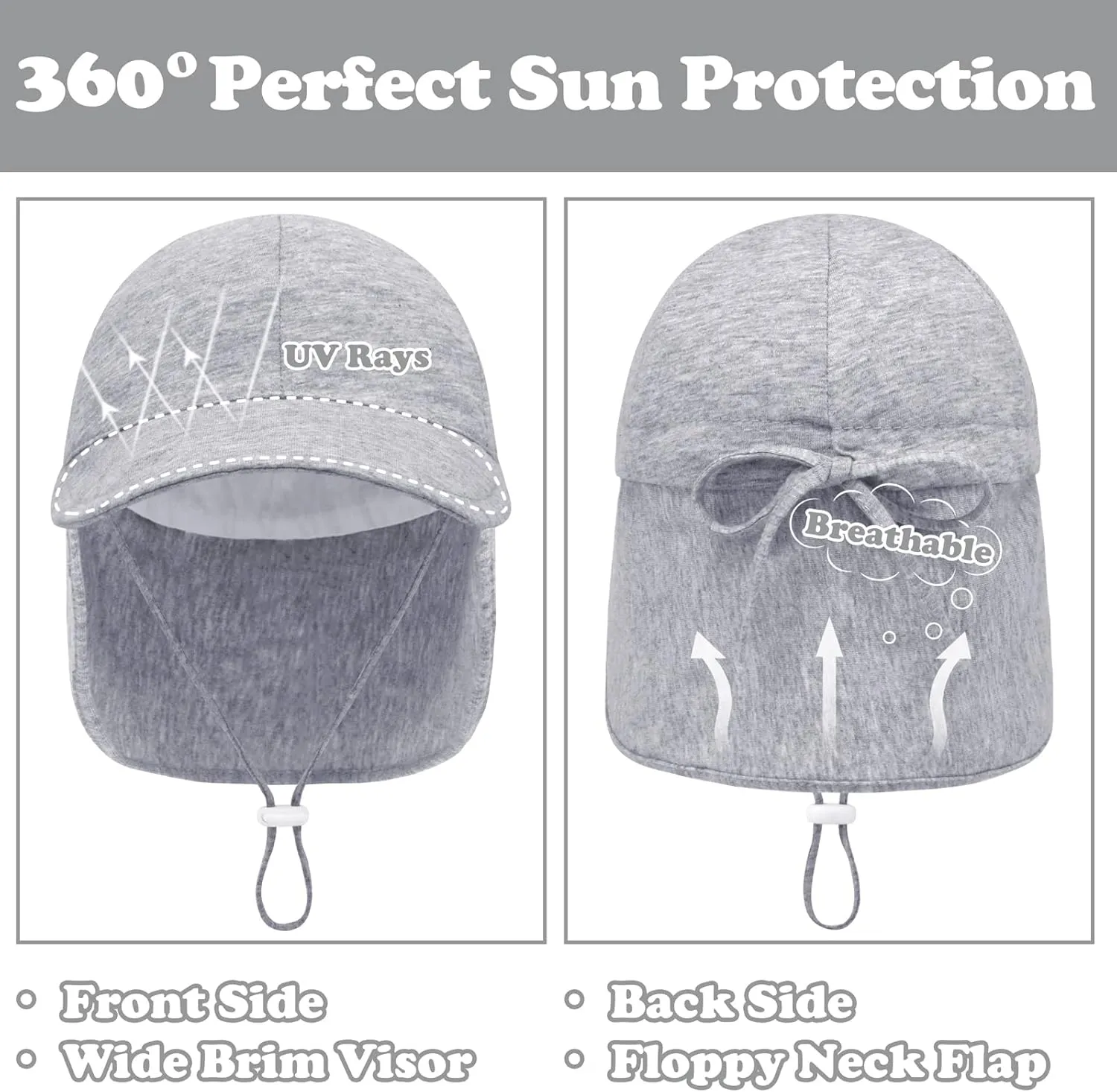 Baby Sun Hat Baby Hats with Neck Flap Infant Sun Hat UPF50  Cotton Toddler Beach Hat Newborn Sun Hat Baby Baseball Cap
