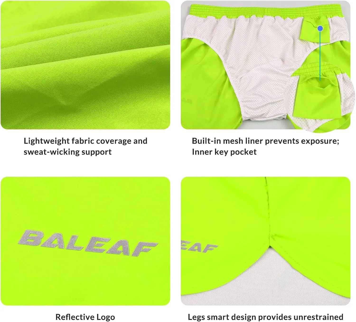 baleaf Men's 3 Running Shorts Gym Quick Dry Athletic Workout Pocket Lightweight Brief