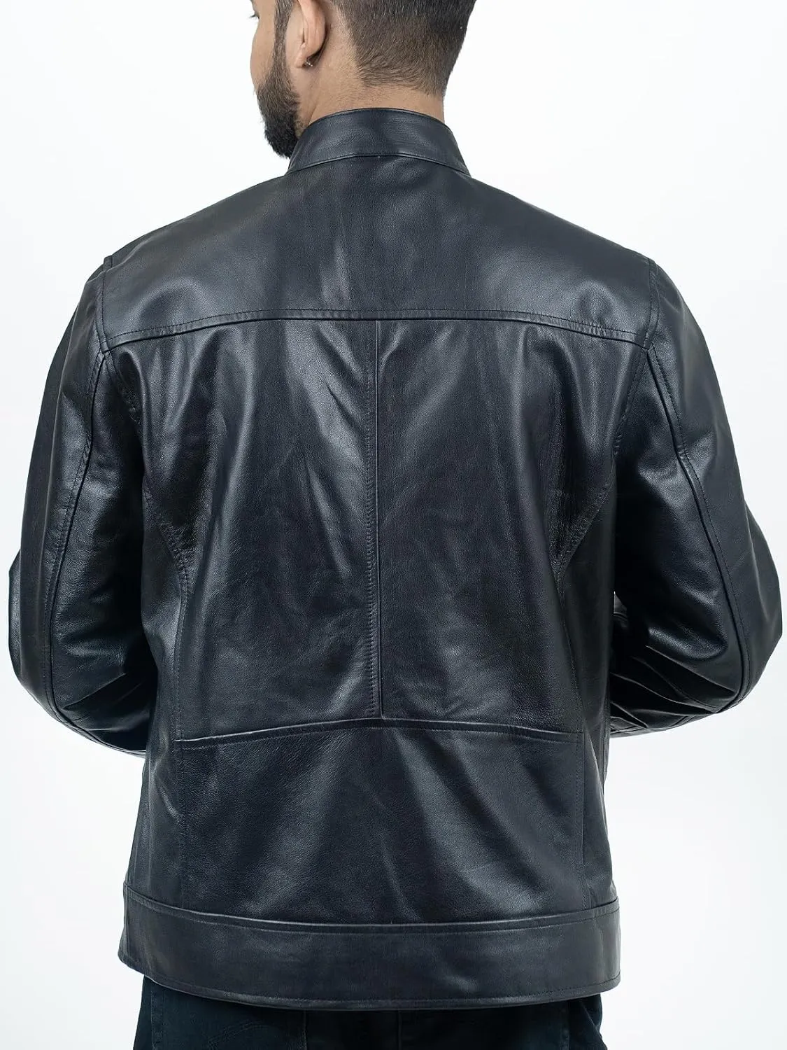 BANALISH Mens Black Leather Jacket - Real Lambskin Black Leather Jacket For Mens