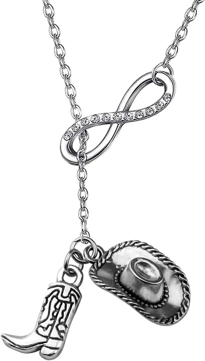 BEKECH Cowgirl Jewelry Boots and Bling It's a Cowgirl Thing Necklace with Western Wild West Texas Boot Charm Equestrian Gift Horse Lover Gift (Boots Y necklace)