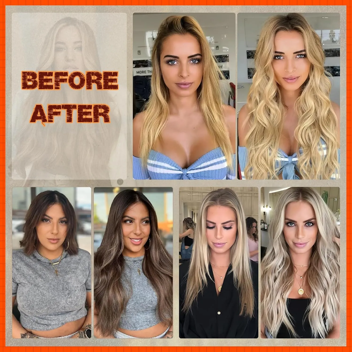 Benehair Human Hair Clip in Extensions Balayage Golden Brown Mix Bleach Blonde Highlight Hair Extensions for Women Long Straight Remy Natural Full Head 8pcs 8inch No Tape No Glue #12P613