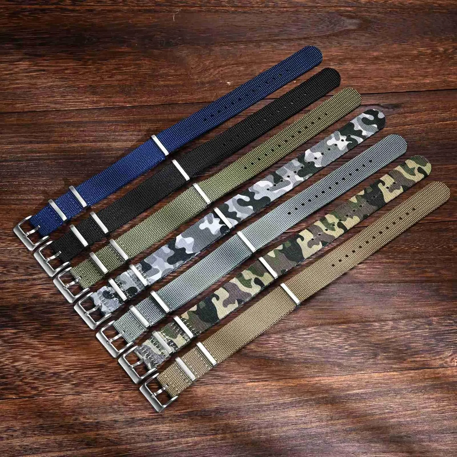 BISONSTRAP Nylon Watch Bands for Men, One-Piece Military Watch Straps, 18mm 20mm 22mm