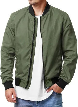Bomber Jacket Men Men's Bomber Jacket Lightweight Windbreaker Flight Jacket Zip Up Active Coat Spring Fall Outwear