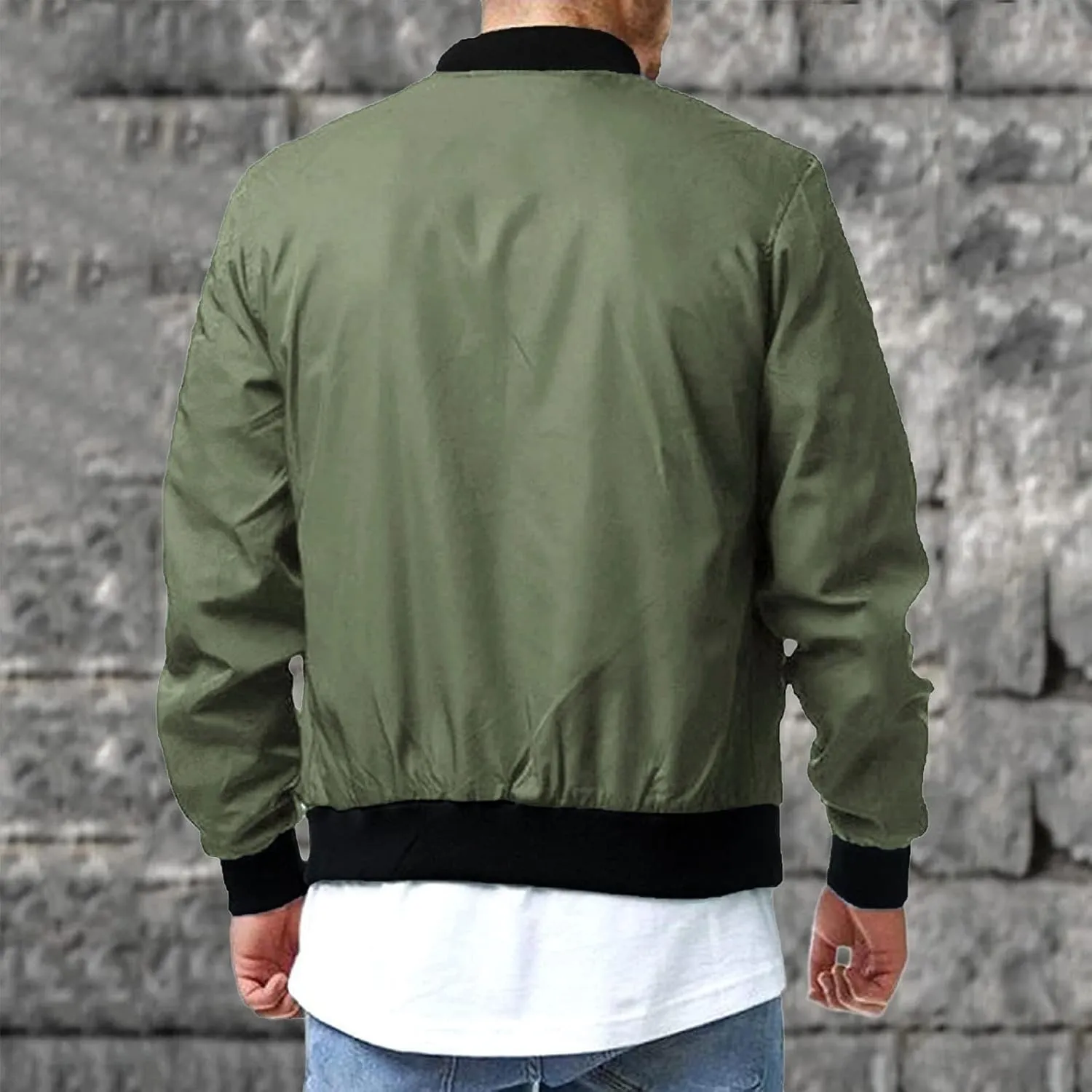 Bomber Jacket Men Men's Bomber Jacket Lightweight Windbreaker Flight Jacket Zip Up Active Coat Spring Fall Outwear