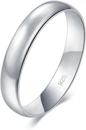 BORUO Silver Ring - 925 Sterling Silver Rings for Women - Stacking Rings - Elegant Silver Band Rings for Women and Men - Gifts for Special Occasions 4mm, 6mm Ring Size 4-15