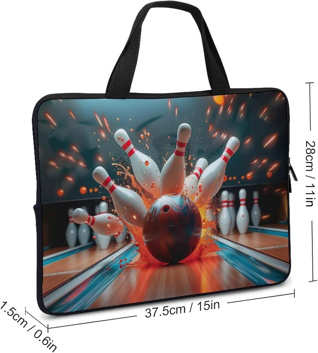 Bowling Ball Colorful Laptop Bag Laptop Case Computer Messenger Bag with Adjustable Shoulder Strap