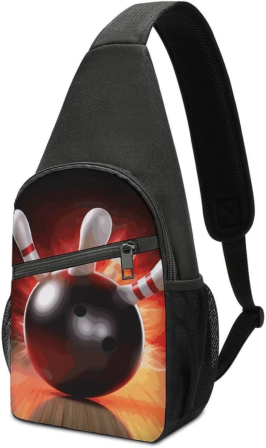 Bowling Ball Sling Bag Travel Sling Backpack Man Purse for Men Hiking Crossbody Bags Chest Bag Shoulder Chest Pack
