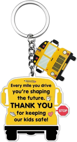 Bus Driver Gifts, School Bus Keychain with Heartfelt Message, Appreciation Inspirational Message