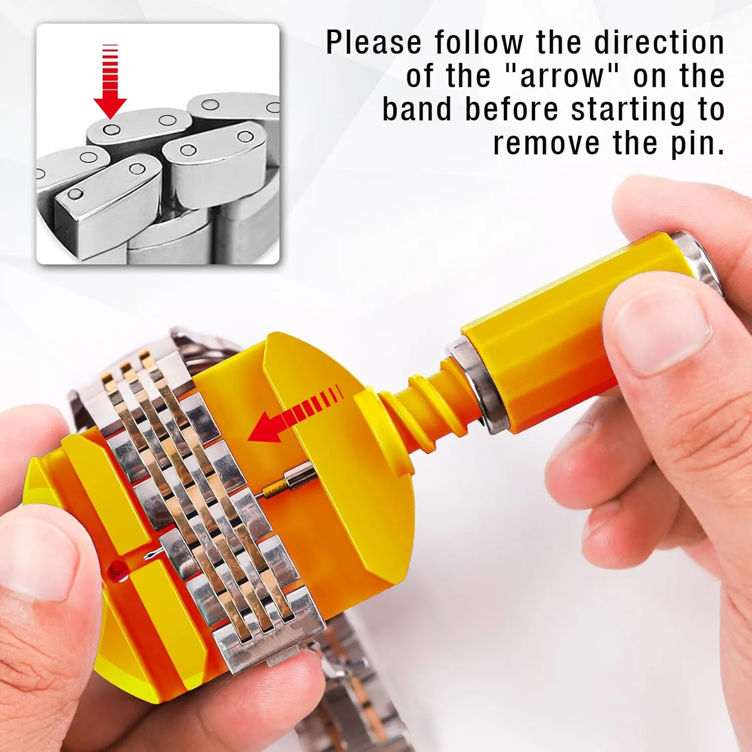 BYNIIUR Watch Link Removal Kit, Resizing Adjustment Watch Band Sizing Strap Bracelet Pin Remover Fixing Repair Tool with Punch Hammer Extra Tips Replacement