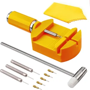 BYNIIUR Watch Link Removal Kit, Resizing Adjustment Watch Band Sizing Strap Bracelet Pin Remover Fixing Repair Tool with Punch Hammer Extra Tips Replacement