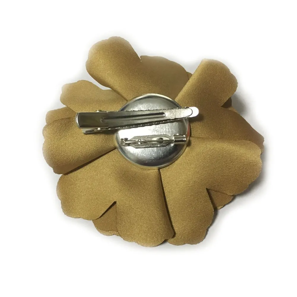 Camellias Flower Hair Clip and Brooch Pin 1 PCS(A74)(MustardYellow)