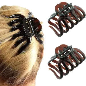 Camila Paris AD718 2PK French Octopus Hair Clip, Large Clips for Thick Hair, Girls Big Claw Clip for Long Hair, Durable Women's Clips With Strong No-Slip Grip, Made in France